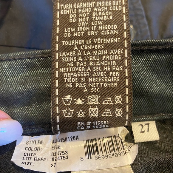 7 FOR ALL MANKIND Women Ankle Skinny Emerald Metallic Jeans Size 27 - Picture 10 of 11